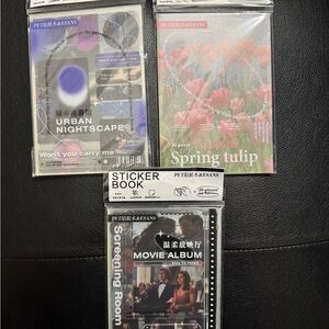 Sticker Book Set (3 Books, 20 Pages Each) – Urban, Floral, Movie Themes – New